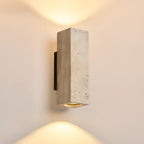 Applique murale cylindrique d'intérieur moderne en pierre beige, câblée