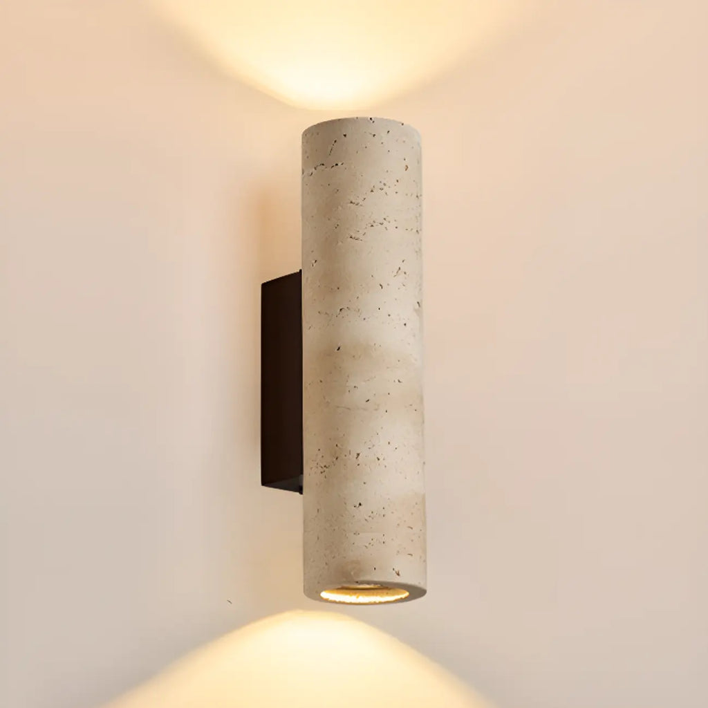 Applique murale cylindrique d'intérieur moderne en pierre beige, câblée