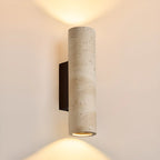 Applique murale cylindrique d'intérieur moderne en pierre beige, câblée