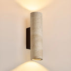 Applique murale cylindrique d'intérieur moderne en pierre beige, câblée