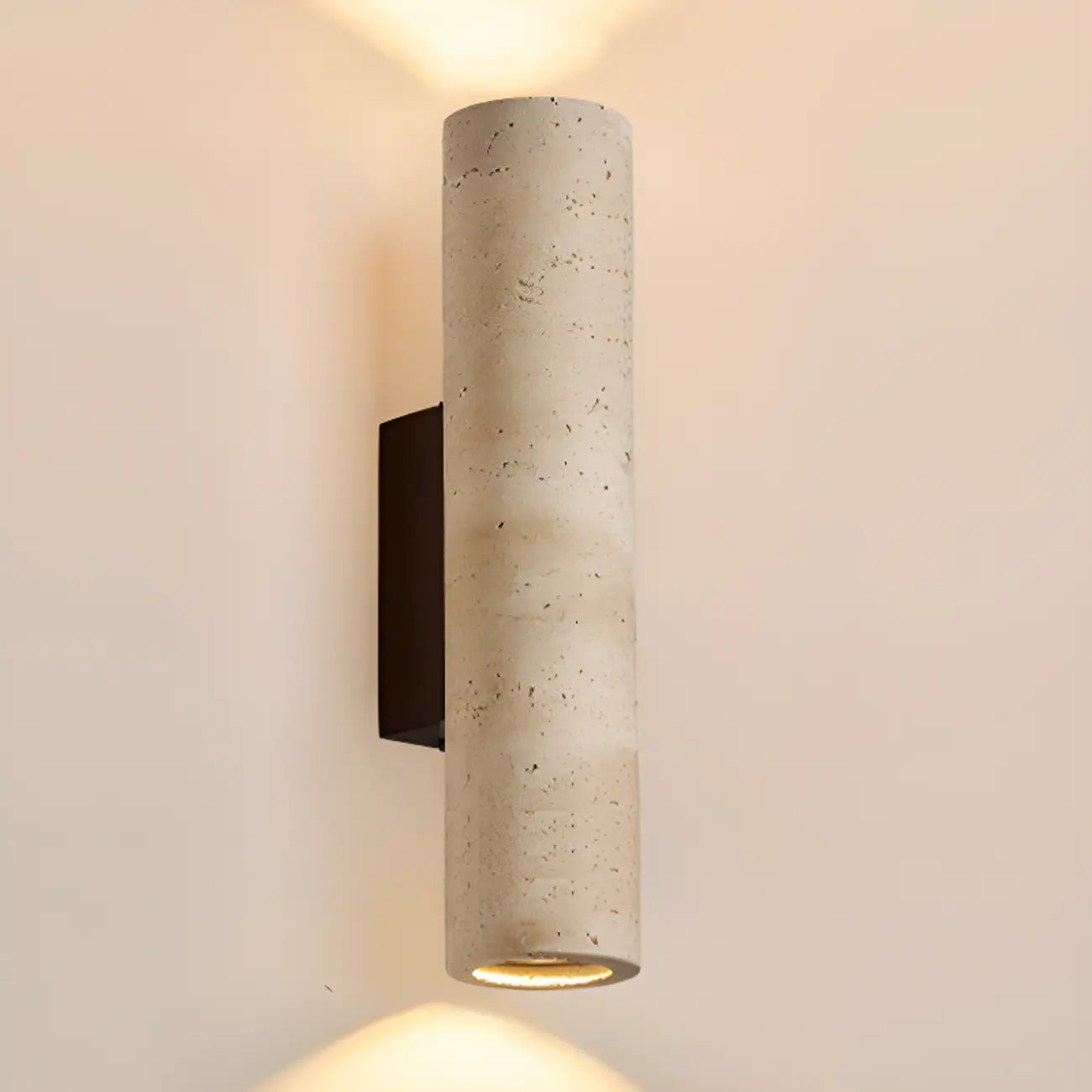 Applique murale cylindrique d'intérieur moderne en pierre beige, câblée