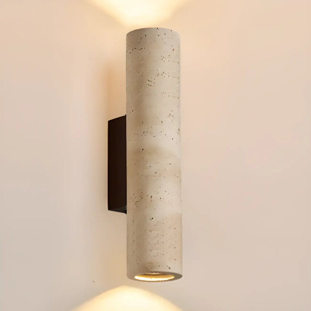 Applique murale cylindrique d'intérieur moderne en pierre beige, câblée