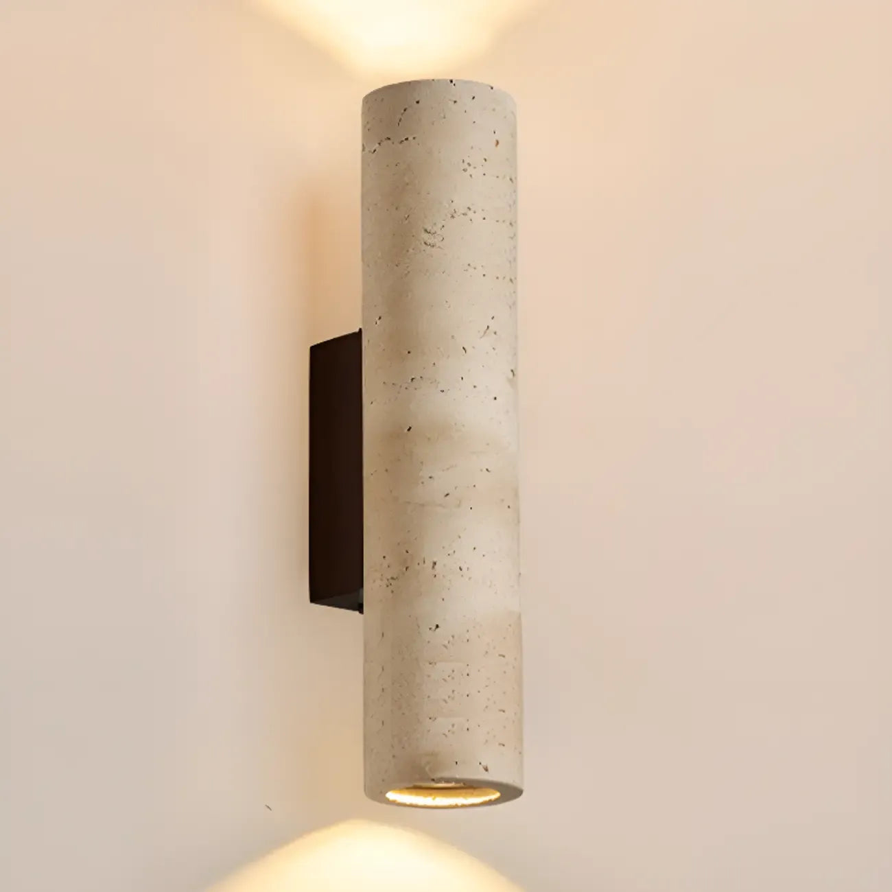 Applique murale cylindrique d'intérieur moderne en pierre beige, câblée