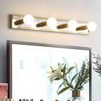 Luminaire de salle de bain moderne en acier doré à plusieurs ampoules