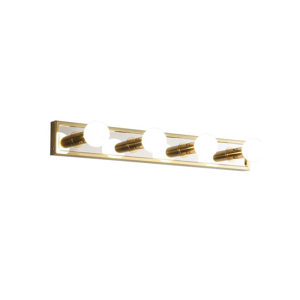 Luminaire de salle de bain moderne en acier doré à plusieurs ampoules