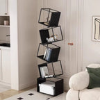 Étagère bibliothèque ouverte Art Déco géométrique haute en métal noir