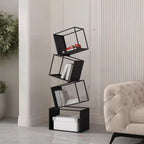 Étagère bibliothèque ouverte Art Déco géométrique haute en métal noir