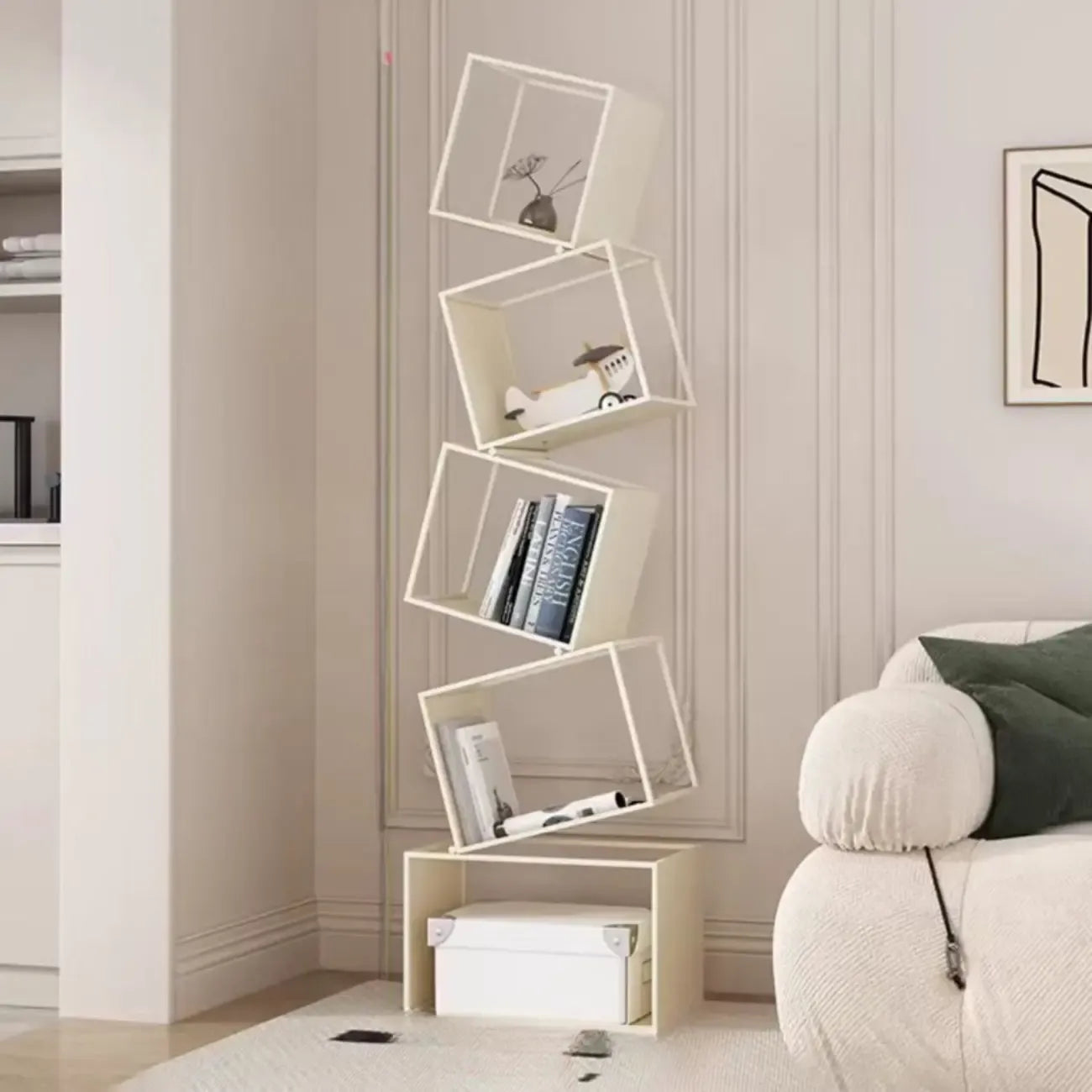 Étagère bibliothèque ouverte Art Déco géométrique haute en métal noir