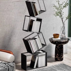Étagère bibliothèque ouverte Art Déco géométrique haute en métal noir