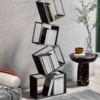 Étagère bibliothèque ouverte Art Déco géométrique haute en métal noir