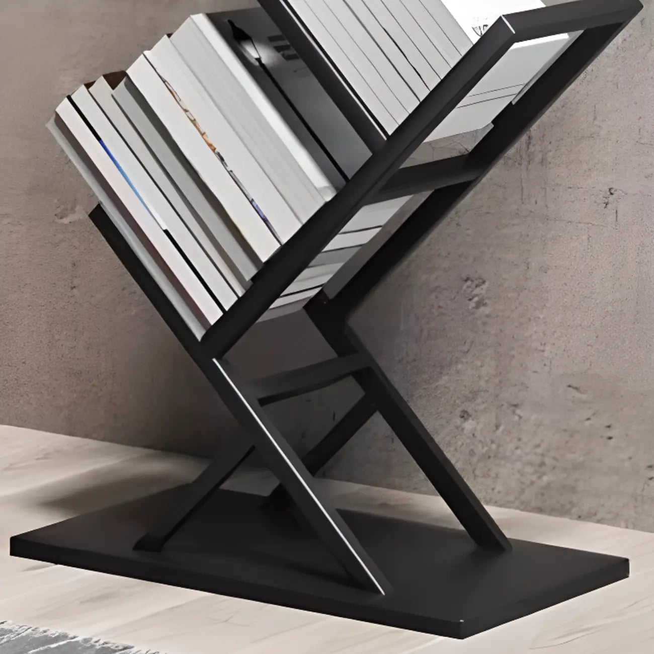 Étagère bibliothèque ouverte Art Déco géométrique haute en métal noir