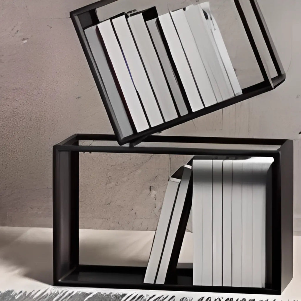 Étagère bibliothèque ouverte Art Déco géométrique haute en métal noir