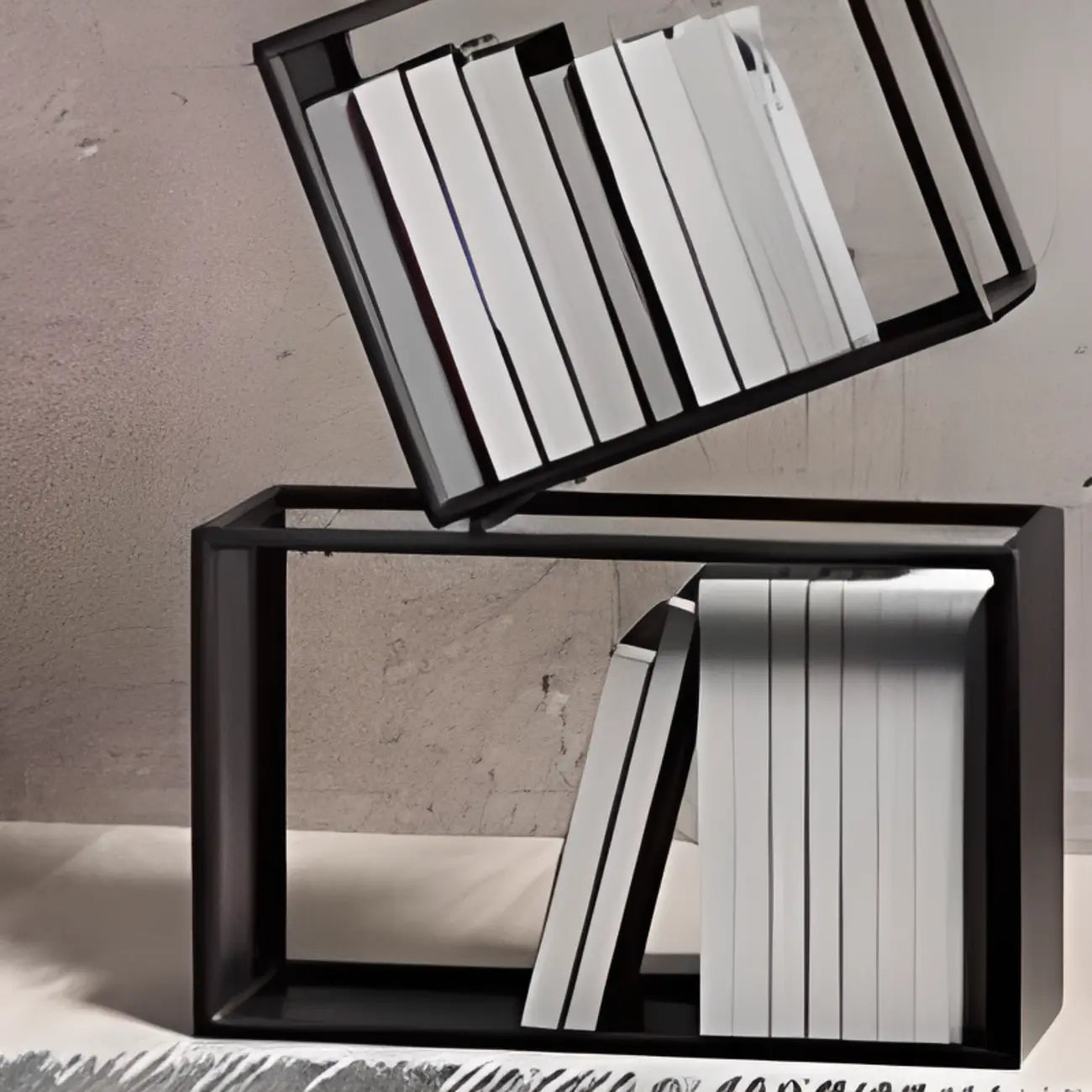 Étagère bibliothèque ouverte Art Déco géométrique haute en métal noir