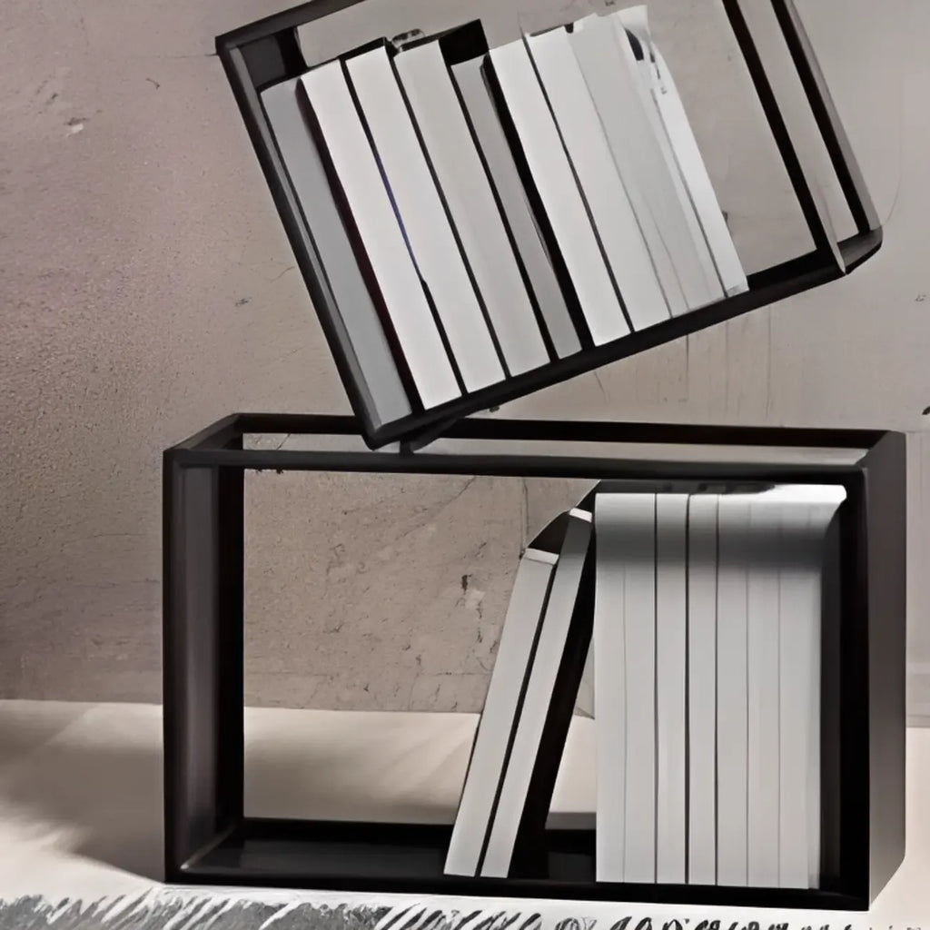Étagère bibliothèque ouverte Art Déco géométrique haute en métal noir