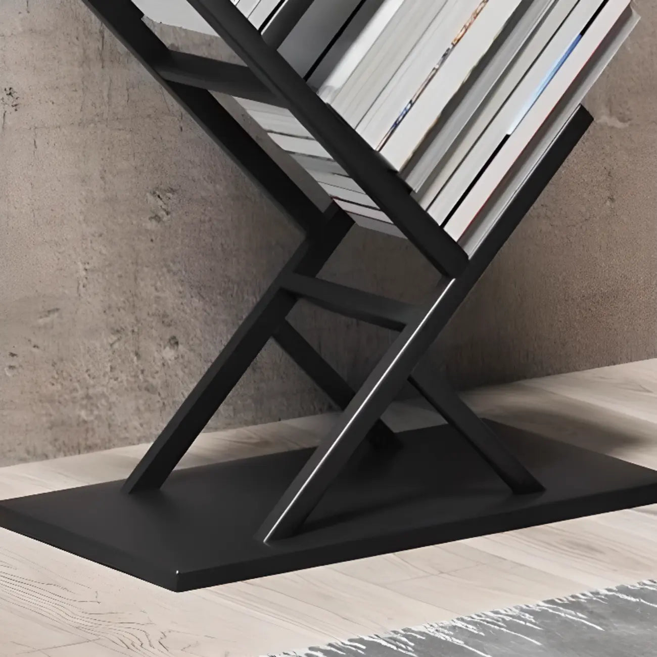 Étagère bibliothèque ouverte Art Déco géométrique haute en métal noir