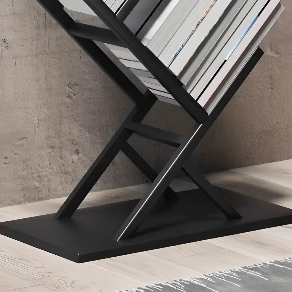 Étagère bibliothèque ouverte Art Déco géométrique haute en métal noir
