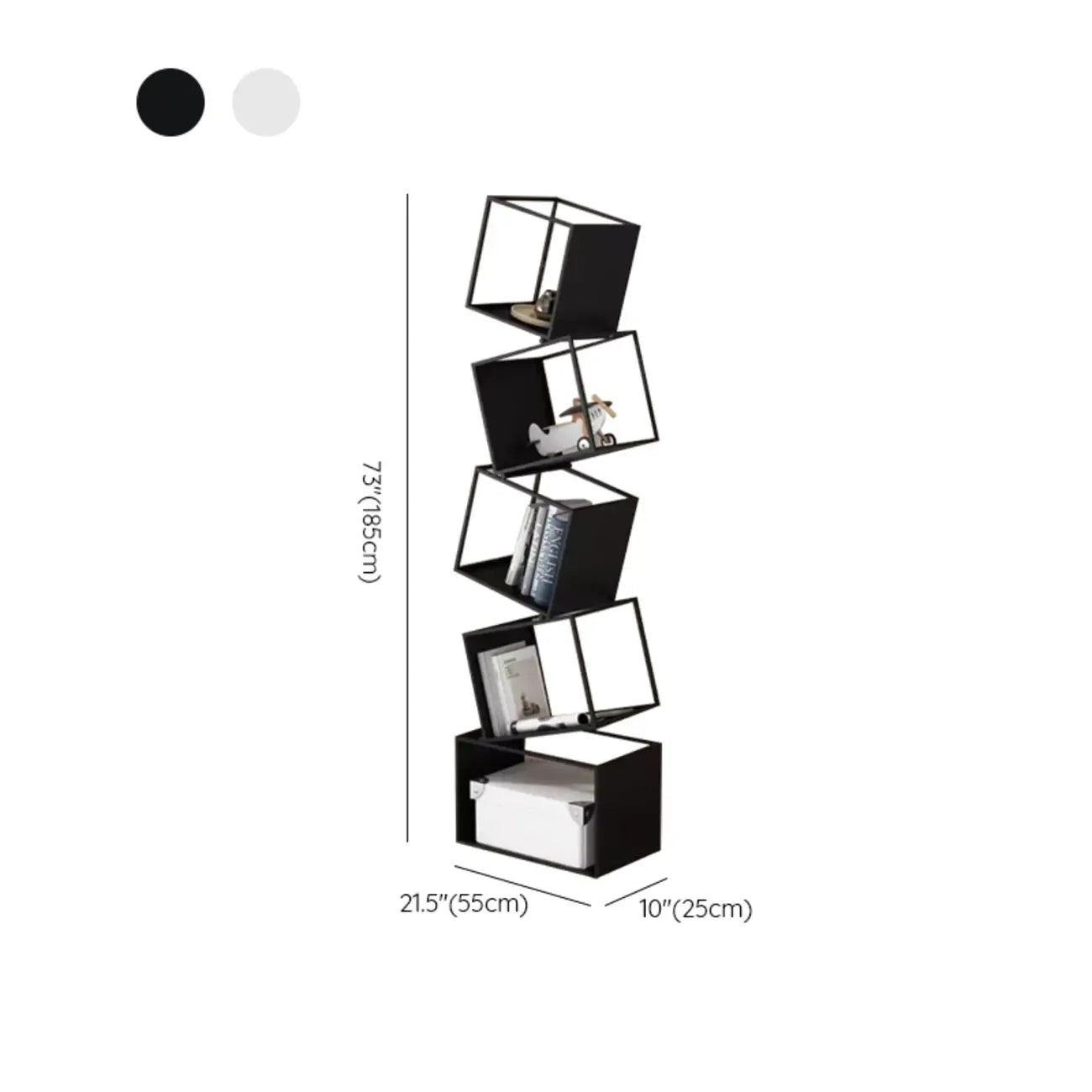 Étagère bibliothèque ouverte Art Déco géométrique haute en métal noir