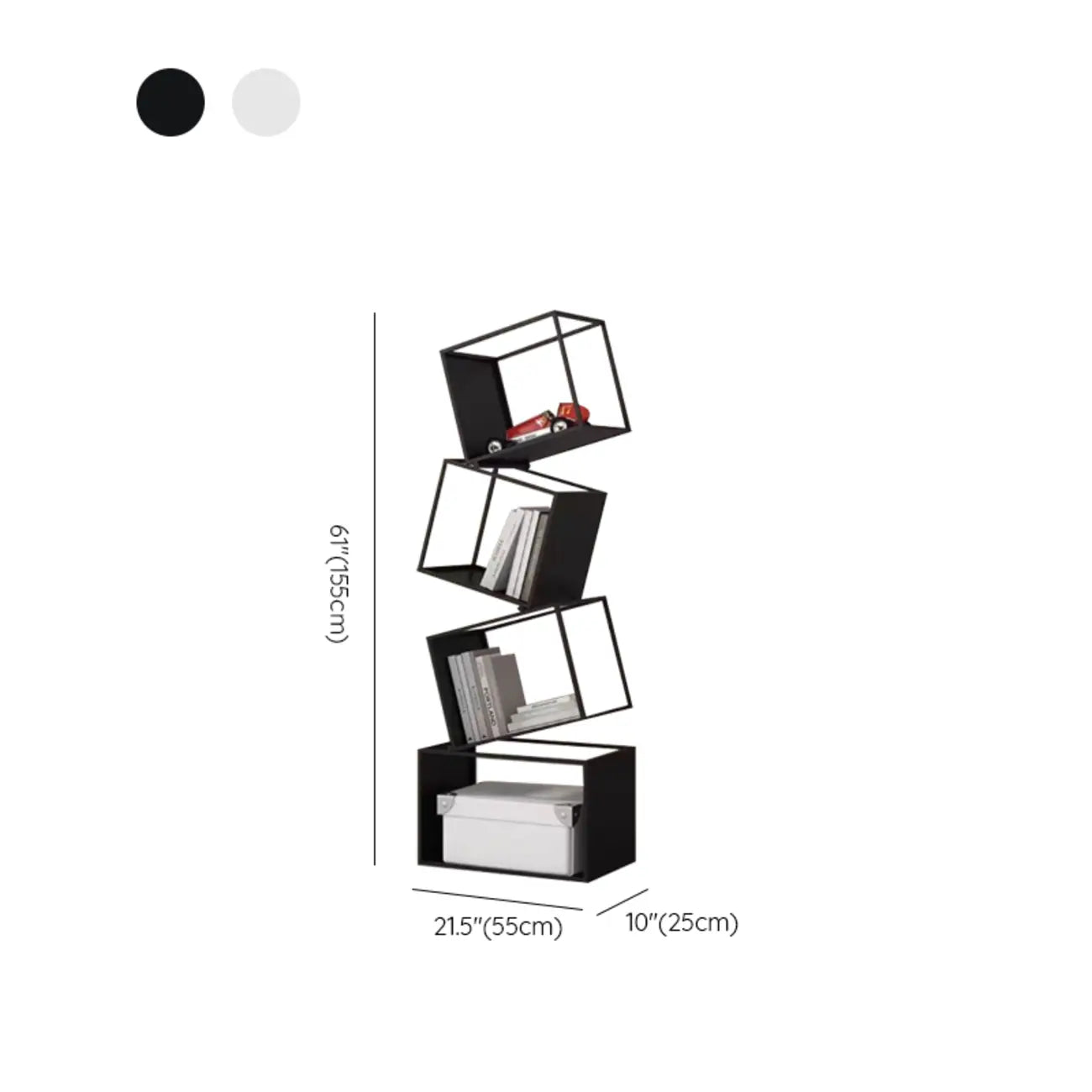 Étagère bibliothèque ouverte Art Déco géométrique haute en métal noir