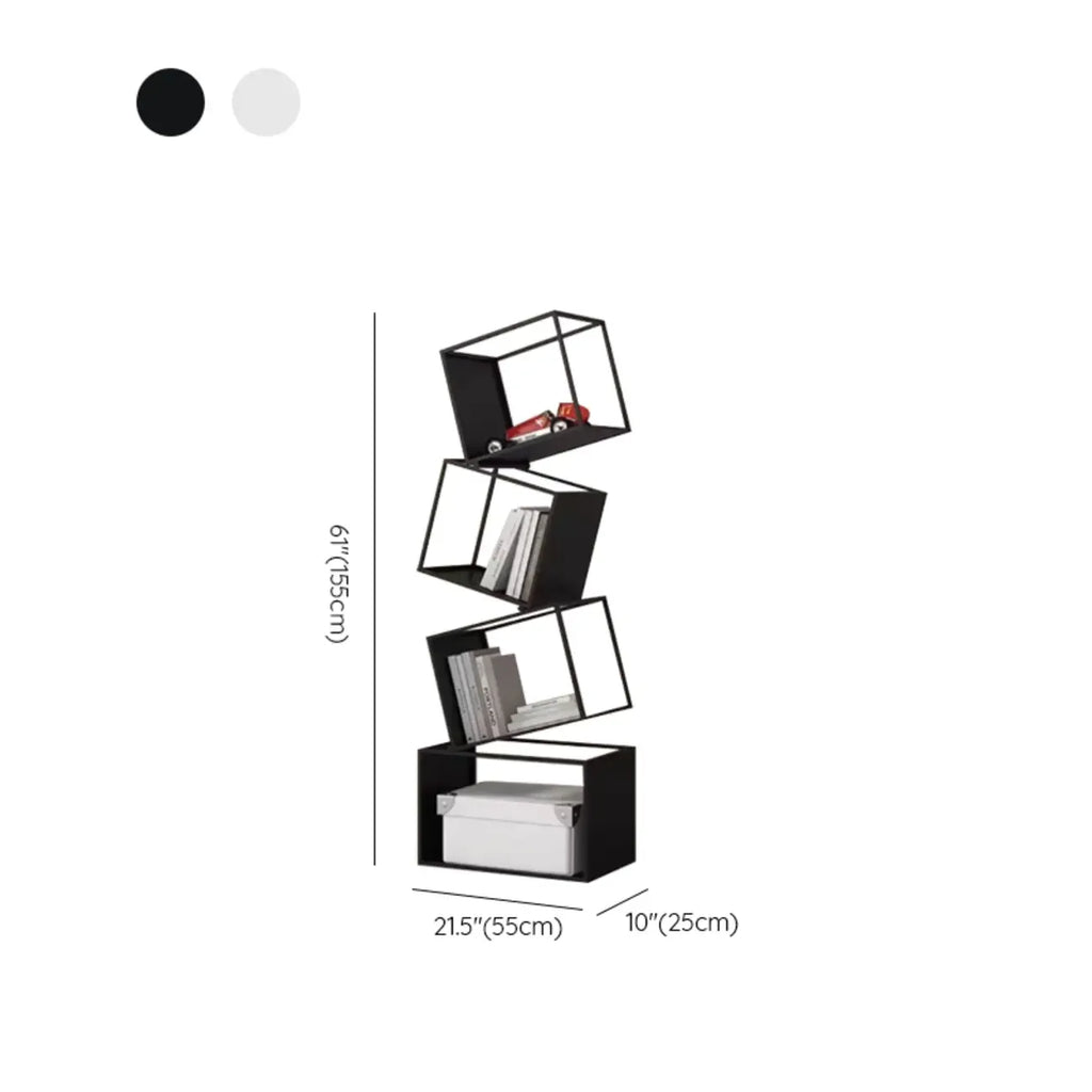 Étagère bibliothèque ouverte Art Déco géométrique haute en métal noir