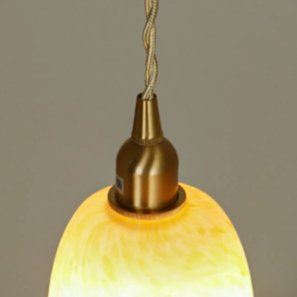Suspension moderne en verre doré en forme de fleur