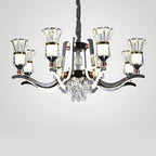 Lustre moderne à plusieurs niveaux en cristal chromé de luxe avec éclairage LED à intensité variable