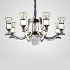 Lustre moderne à plusieurs niveaux en cristal chromé de luxe avec éclairage LED à intensité variable