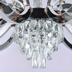 Lustre moderne à plusieurs niveaux en cristal chromé de luxe avec éclairage LED à intensité variable
