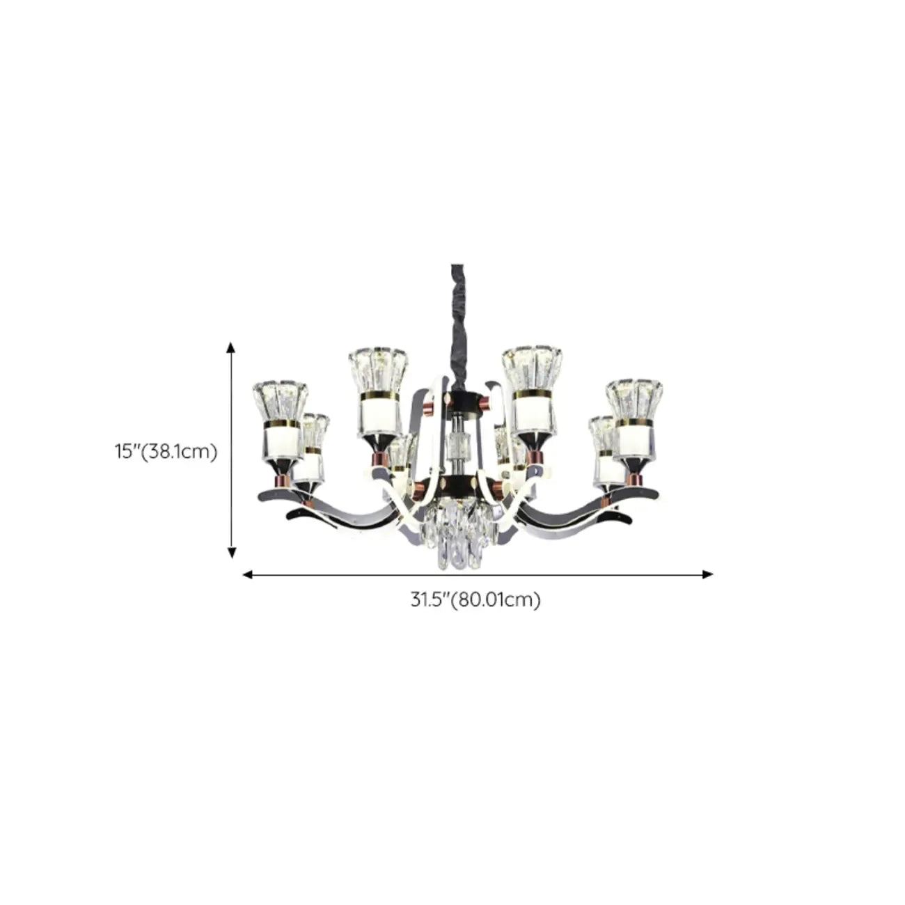 Lustre moderne à plusieurs niveaux en cristal chromé de luxe avec éclairage LED à intensité variable