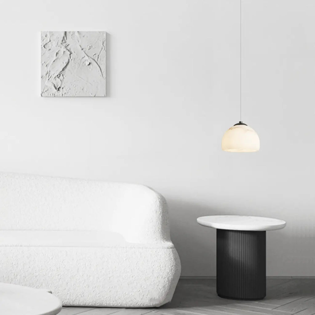 Suspension moderne conique en albâtre blanc pour chambre à coucher