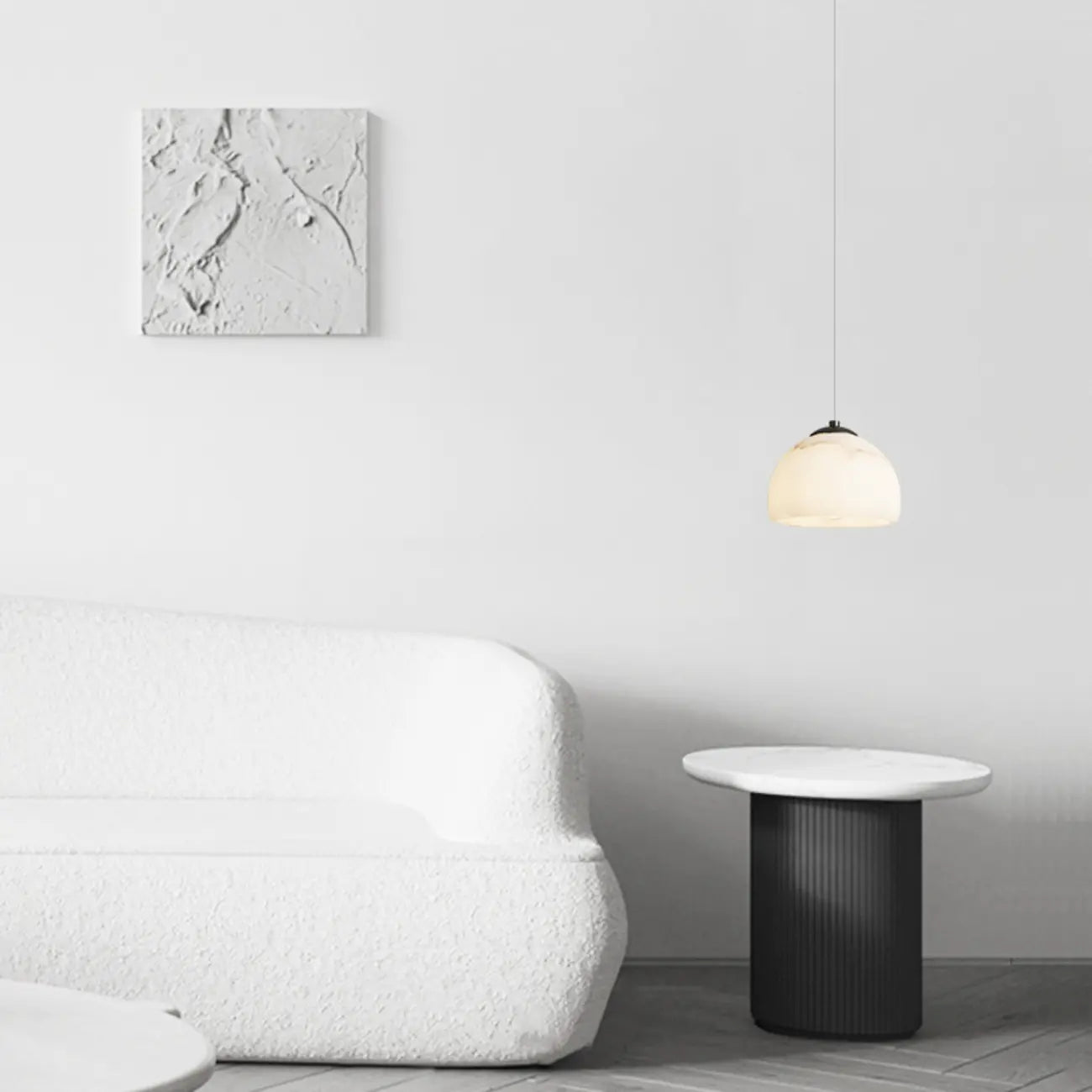 Suspension moderne conique en albâtre blanc pour chambre à coucher