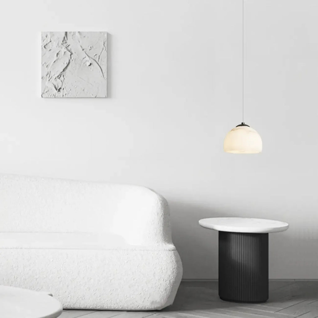 Suspension moderne conique en albâtre blanc pour chambre à coucher
