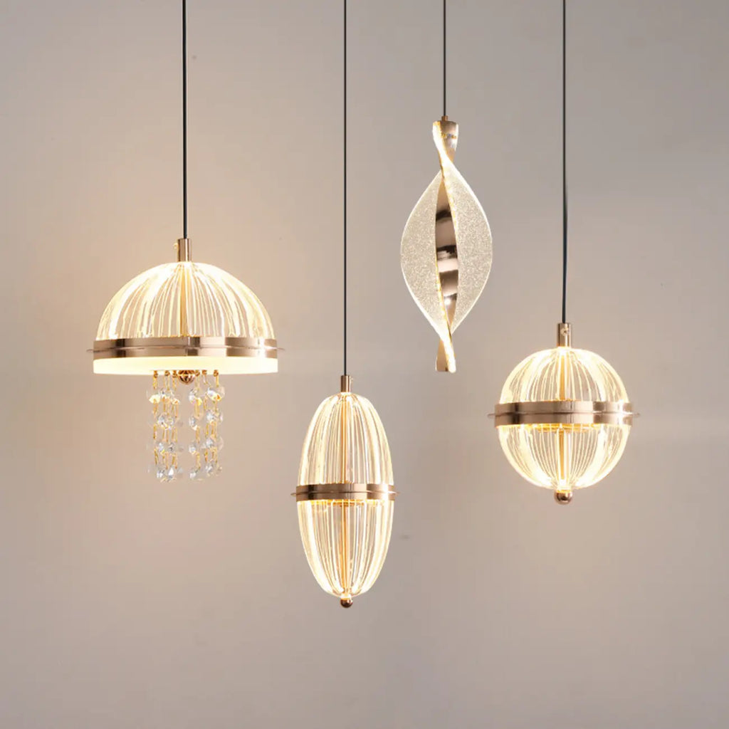 Mini suspension lumineuse LED réglable en acrylique transparent pour salle à manger