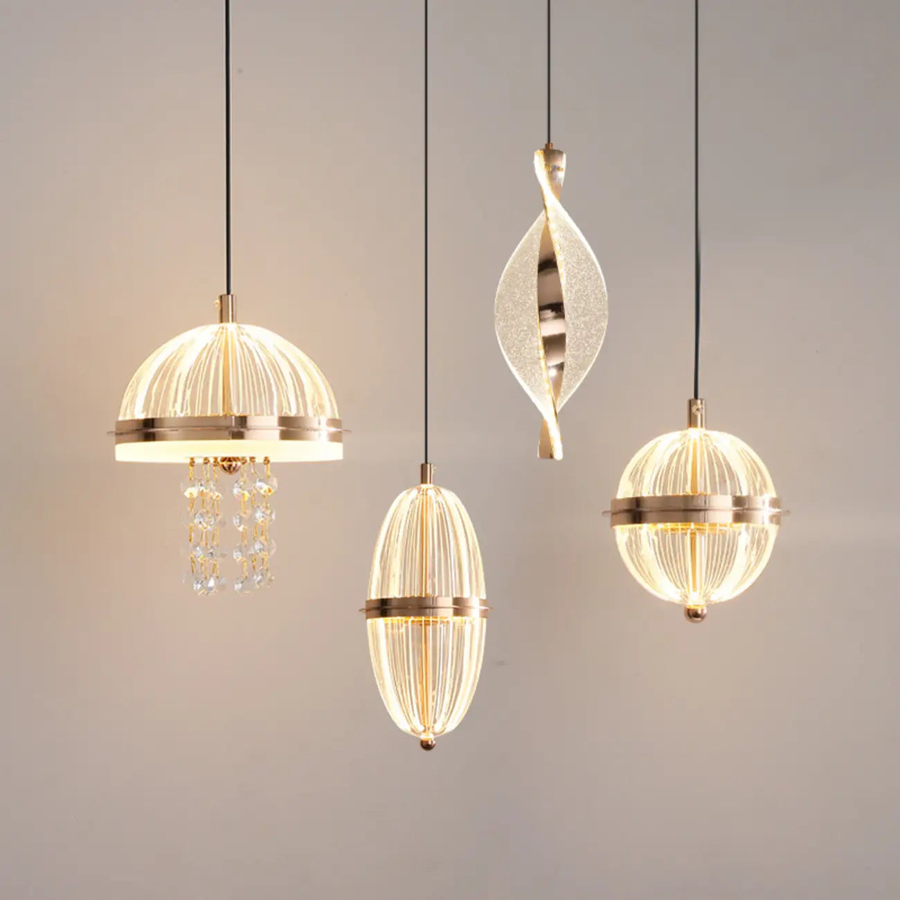 Mini suspension lumineuse LED réglable en acrylique transparent pour salle à manger