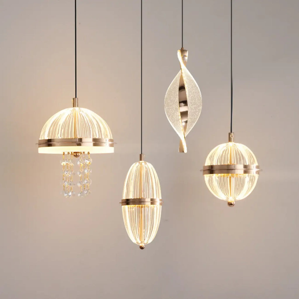 Mini suspension lumineuse LED réglable en acrylique transparent pour salle à manger
