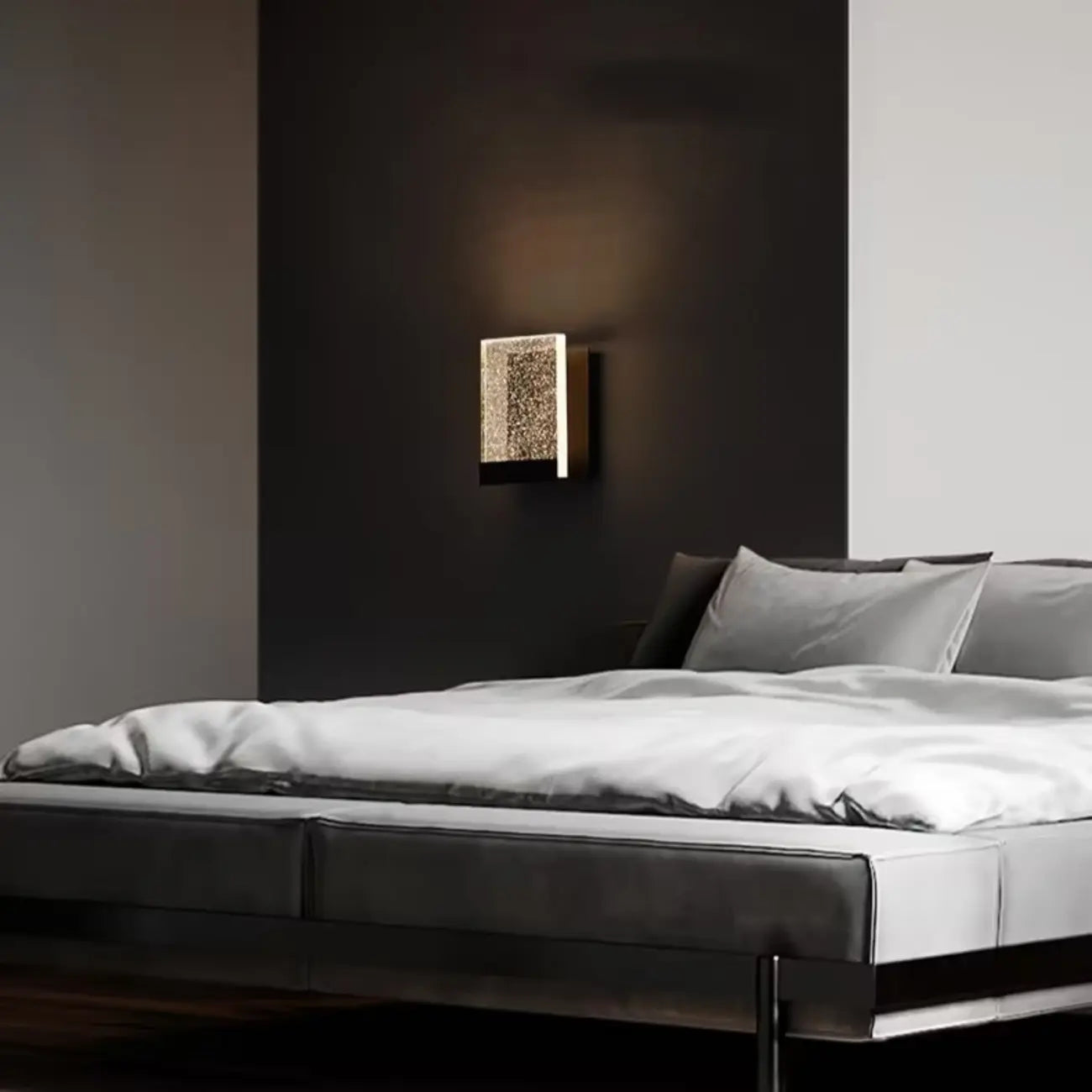 Applique murale géométrique en cristal avec abat-jour transparent pour chambre à coucher