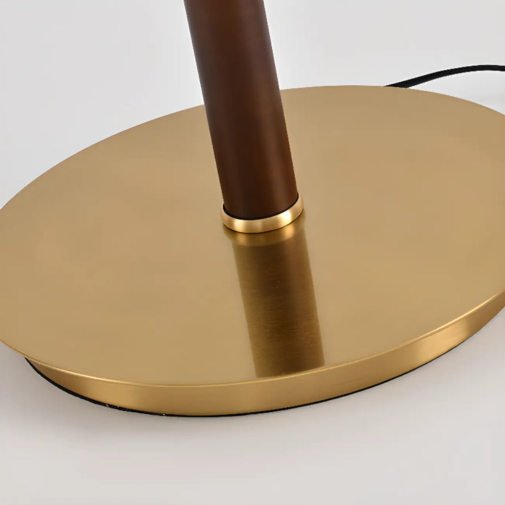 Lampadaire moderne à 3 lumières en noyer avec abat-jour en verre