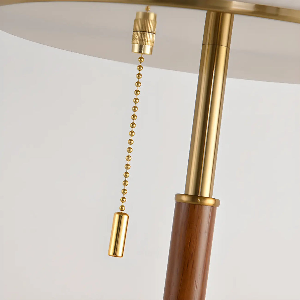 Lampadaire moderne à 3 lumières en noyer avec abat-jour en verre