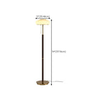 Lampadaire moderne à 3 lumières en noyer avec abat-jour en verre