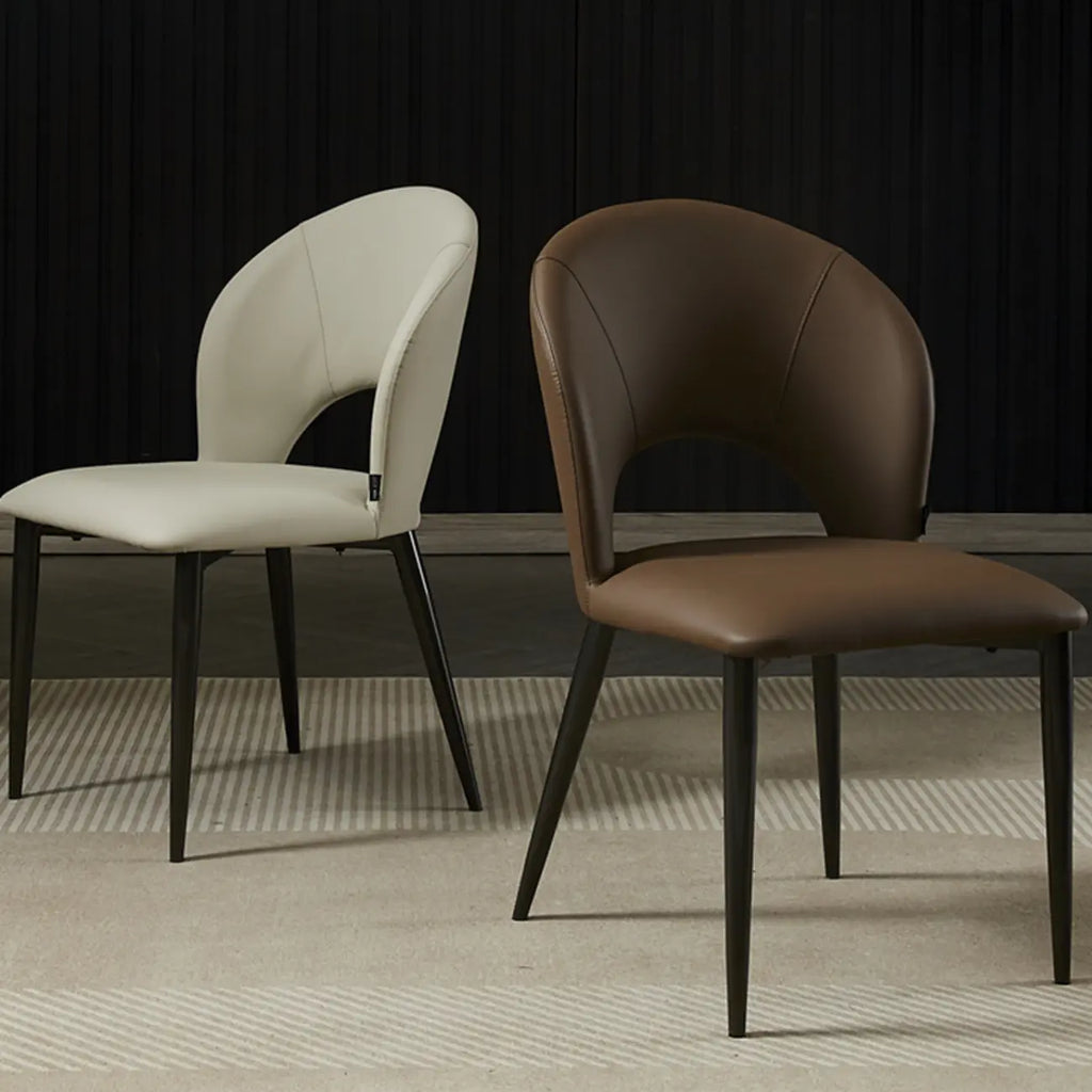 Chaises de salle à manger de style Mid-Century Modern, dossier incurvé, revêtement en similicuir