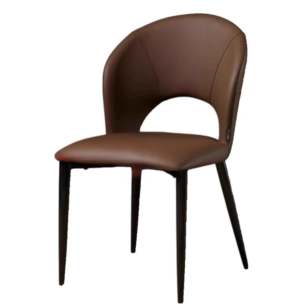 Chaises de salle à manger de style Mid-Century Modern, dossier incurvé, revêtement en similicuir