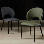 Chaises de salle à manger de style Mid-Century Modern, dossier incurvé, revêtement en similicuir