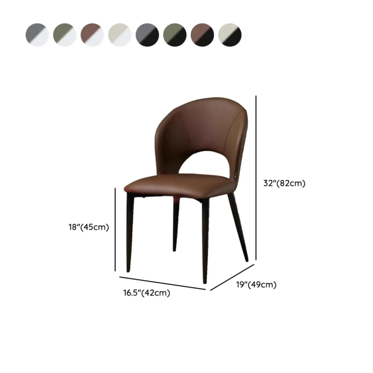 Chaises de salle à manger de style Mid-Century Modern, dossier incurvé, revêtement en similicuir