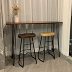 Tables de bar modernes en bois et métal couleur cacao, à quatre pieds, pour bistro