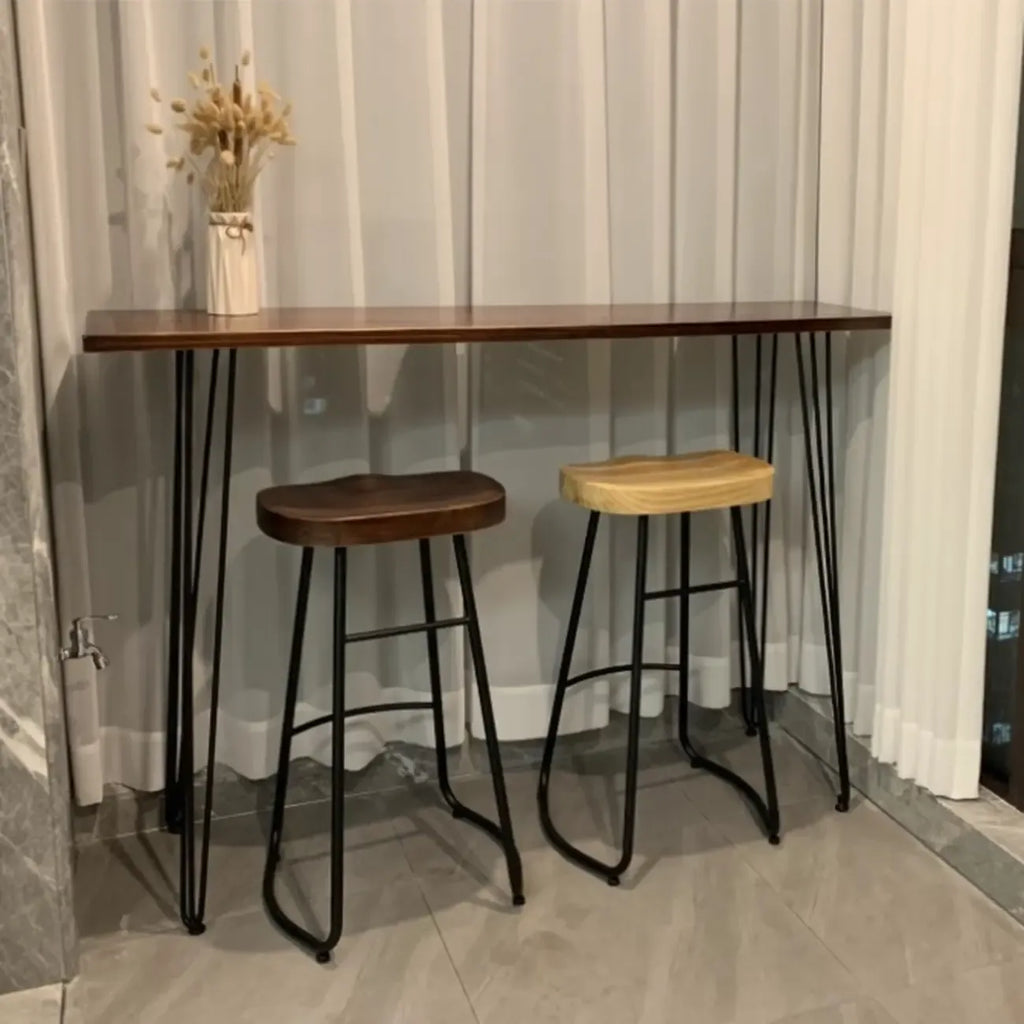 Tables de bar modernes en bois et métal couleur cacao, à quatre pieds, pour bistro