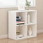 Bibliothèque basse minimaliste en bois blanc/naturel