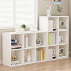 Bibliothèque basse minimaliste en bois blanc/naturel