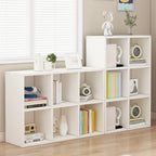 Bibliothèque basse minimaliste en bois blanc/naturel