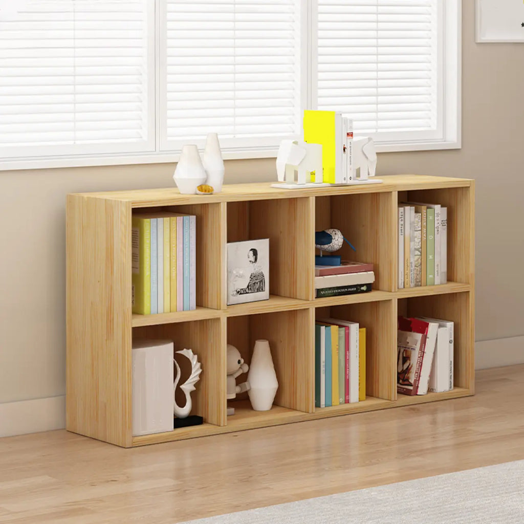 Bibliothèque basse minimaliste en bois blanc/naturel