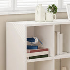 Bibliothèque basse minimaliste en bois blanc/naturel