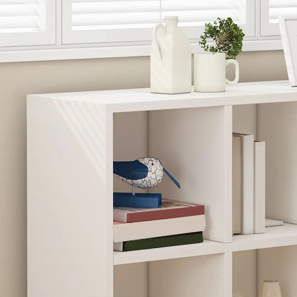 Bibliothèque basse minimaliste en bois blanc/naturel